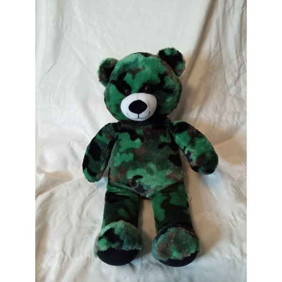 Build A Bear Plush Camouflage Teddy Bear Green Camo 17" Stuffed Animal Military - Picture 1 of 4
